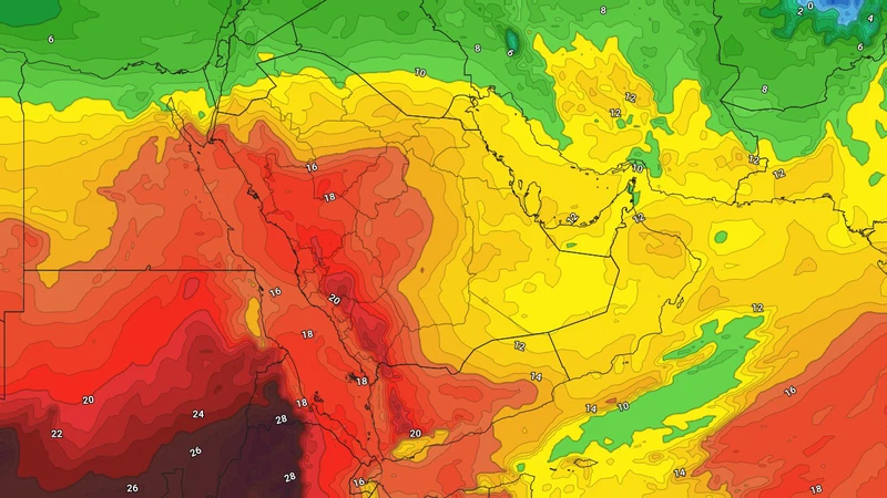 عودت الحرارة: كتلة هوائية دافئة ترفع درجات الحرارة إلى منتصف العشرينات في الرياض نهاية الأسبوع