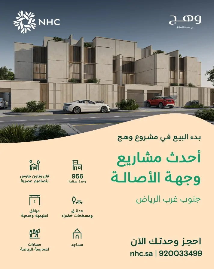 بدء بيع مشروع “وهج” في الرياض بأسعار تبدأ من 719 ألف ريال – NHC تكشف التفاصيل