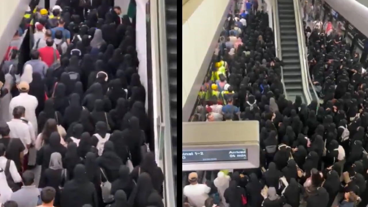 طالبات الرياض يتوافدن بكثافة على محطة المركز المالي في المترو.. شاهدوا الفيديو!