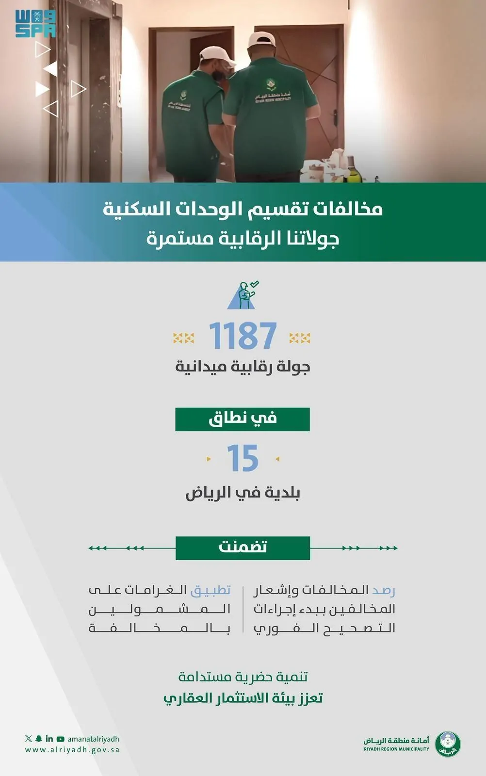 أمانة منطقة الرياض تكشف عن 12918 وحدة تأجيرية مخالفة خلال 1187 جولة رقابية