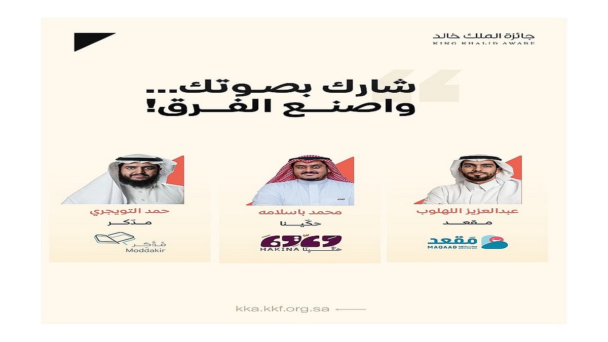 مؤسسة الملك خالد تدعو شركاء التنمية للمشاركة في التصويت لجائزة 2025