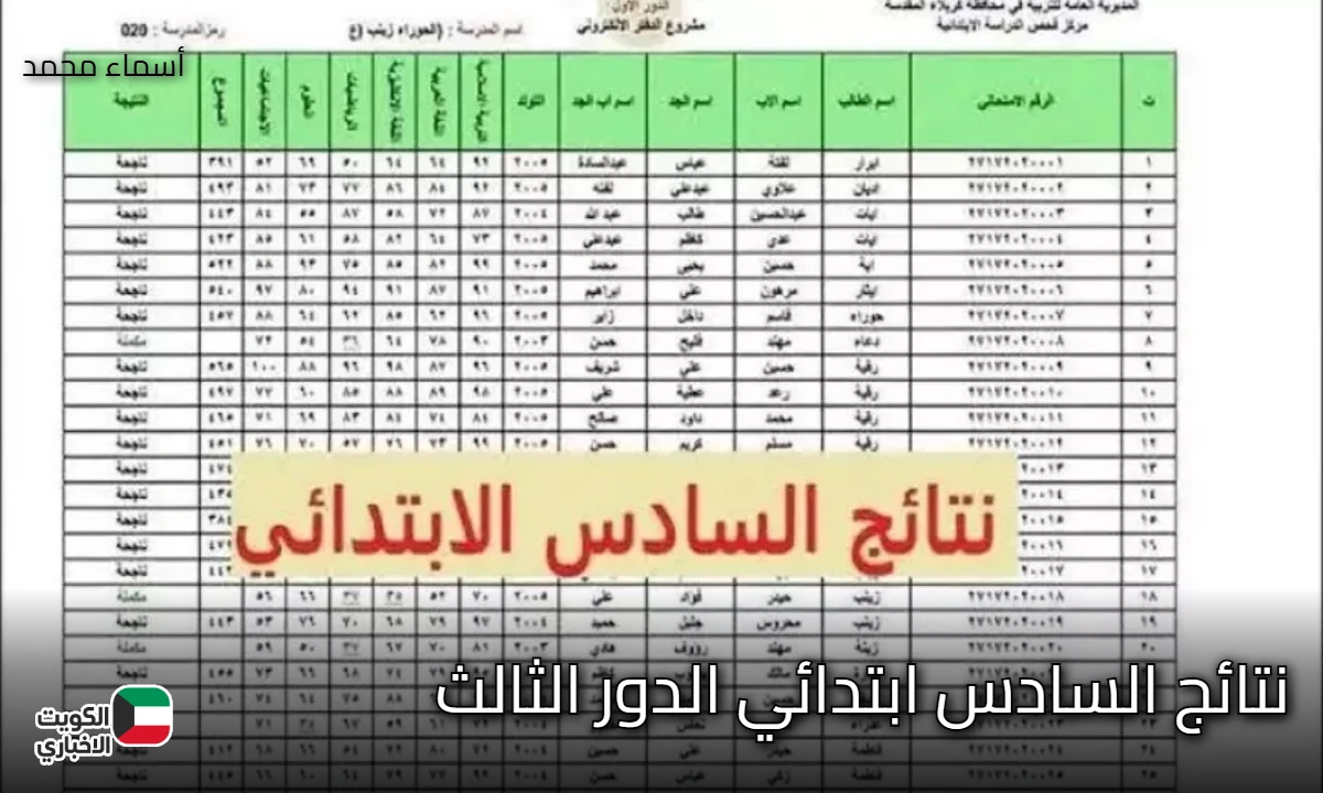 moedu.gov.iq.. نتائج السادس ابتدائي الدور الثالث 2025 موقع وزارة التربية العراقية PDF في جميع المحافظات العراقية
